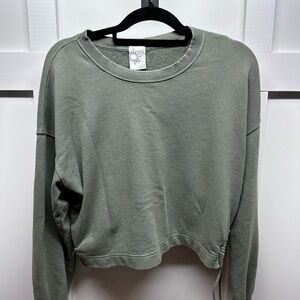 Olive Green Women's Cropped Sweatshirt